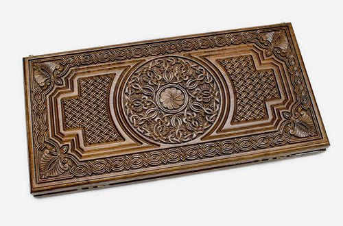 Armenian Backgammon Set - Ornaments XXI - handmade wooden backgammon board
