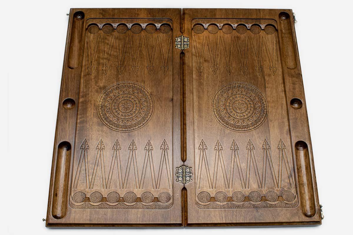 Armenian Backgammon Set - Ornaments XXI - handmade wooden backgammon board