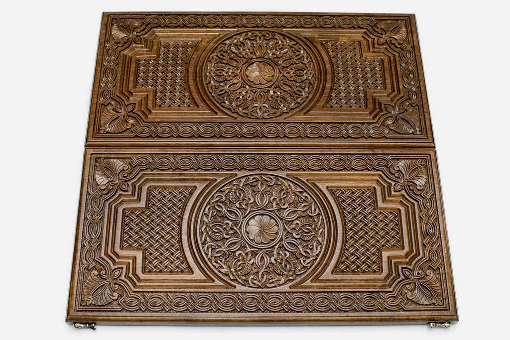 Armenian Backgammon Set - Ornaments XXI - handmade wooden backgammon board