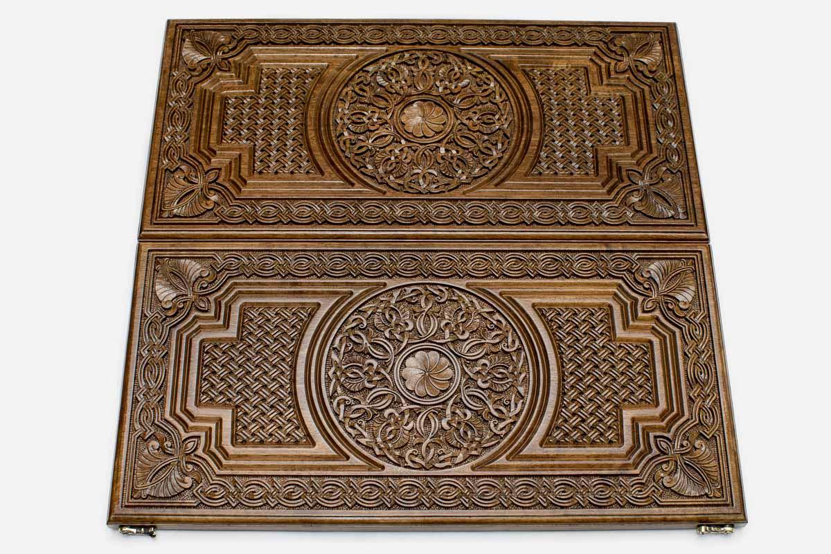 Armenian Backgammon Set - Ornaments XXI - handmade wooden backgammon board