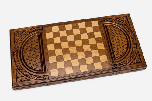 Armenian Backgammon Set - Coat of Arms V - handmade wooden backgammon board