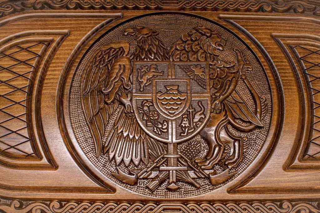 Armenian Backgammon Set - Coat of Arms V - handmade wooden backgammon board