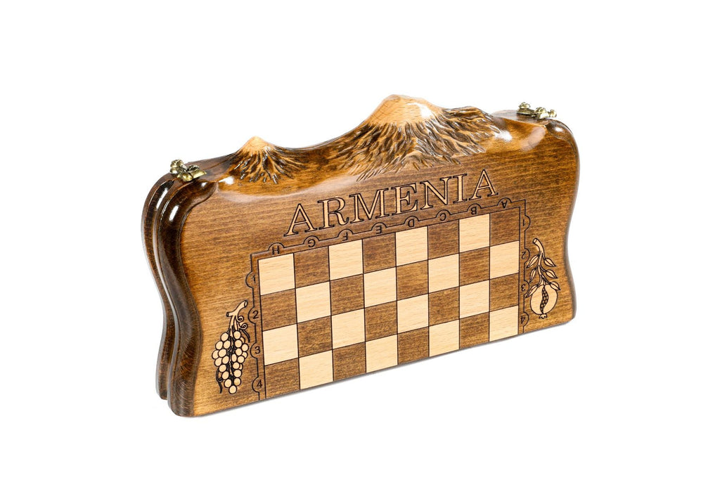 Wooden Chess Set & Backgammon With Mount Ararat 30 cm | 11.8" - Unumperfectus
