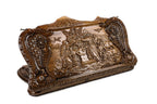 Mount Ararat and Noah's Ark walnut backgammon set — Noah's Ark emerging on Mount Ararat, hand-carved scene (photo 2)