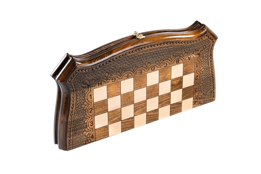 Wooden Chess Set with Contour Outline 40 cm / 15.6" - Unumperfectus