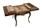 Handcrafted 2-in-1 chess and backgammon table in carved wood