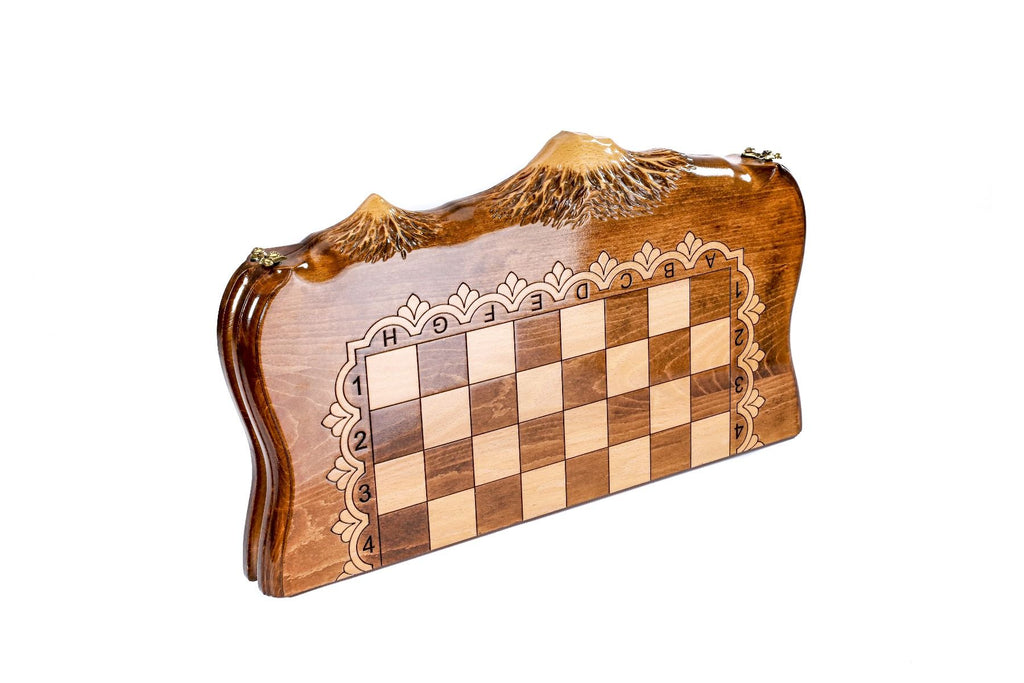 Wooden Chess & Backgammon Set — Braid Pattern 50 cm | 19.7" - Unumperfectus
