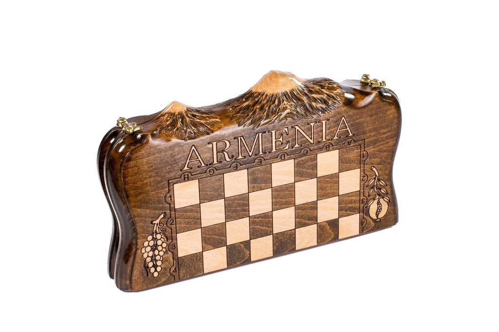 Mount Ararat Wooden Chess & Backgammon Board | Copyrighted Outline - Unumperfectus