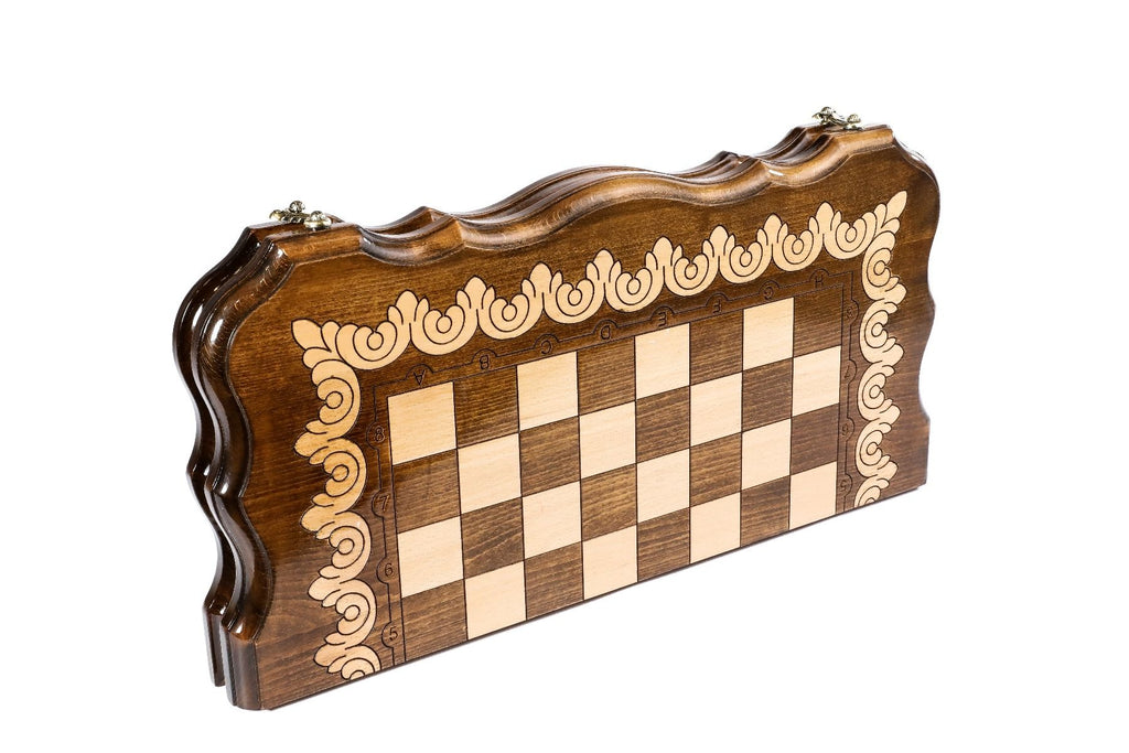Wooden Chess Set with Contour Outline 19.7" | 50 cm - Unumperfectus