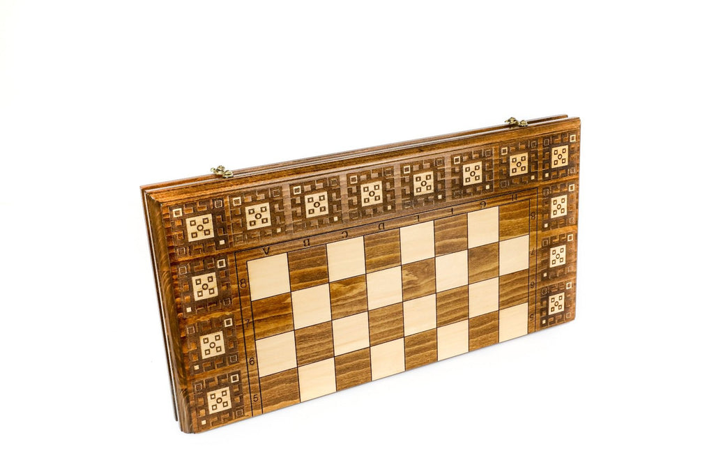 Classic Carpet Wooden Chess & Backgammon Board - Unumperfectus