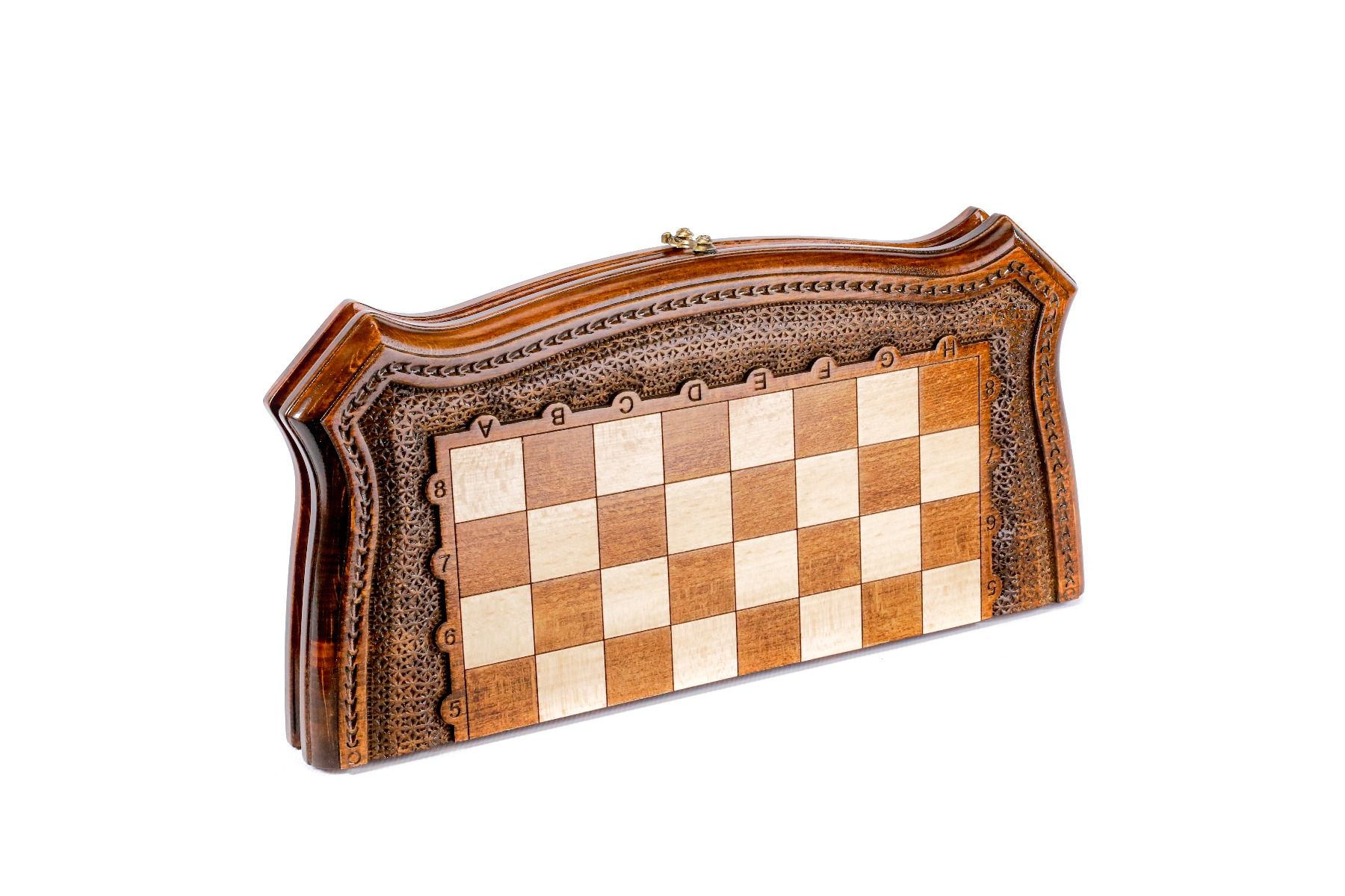 Wooden Carved Chess Set With Contour Outline 40 cm | 15.6" - Unumperfectus
