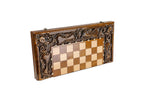Ornamental bas-relief chess-backgammon classic