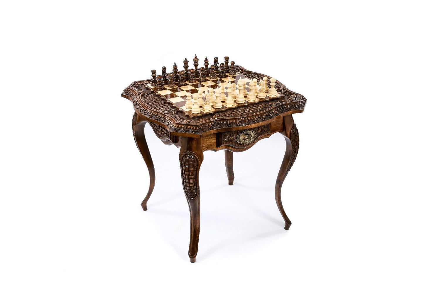 Chess Table Carved Luxurious