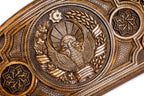 Coat of Arms of Uzbekistan backgammon board - open board ready for play