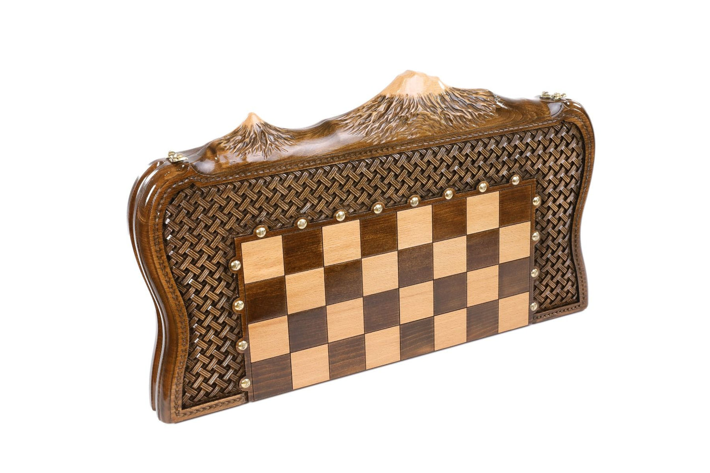 Chess-backgammon with braid-pattern with copyrighted Mount