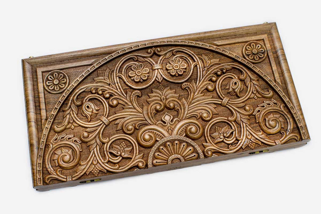 Close-up of the central carved rosette