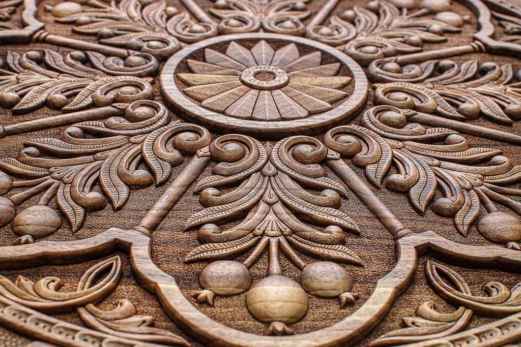 Close-up of a corner rosette