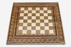 Royal Master-Carved chess and backgammon set shown folded with carry handle