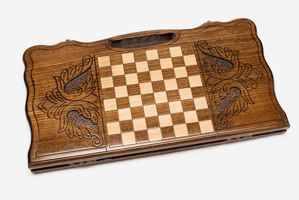Armenian Backgammon Set - Garni II - handmade wooden backgammon board