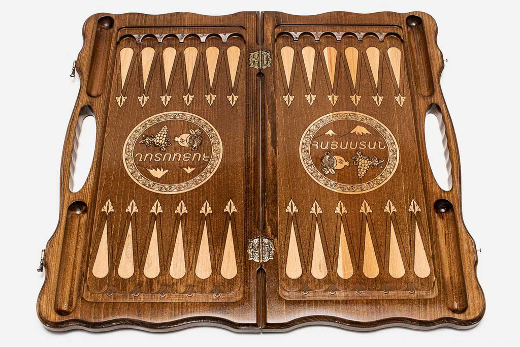 Armenian Backgammon Set - Garni II - handmade wooden backgammon board