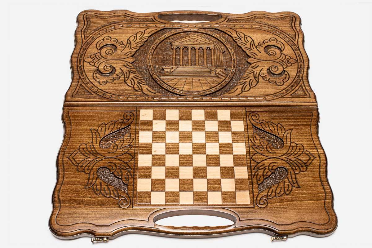 Armenian Backgammon Set - Garni II - handmade wooden backgammon board