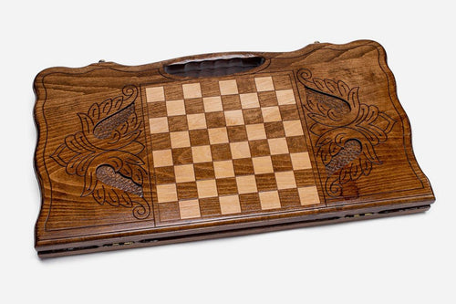 Armenian Backgammon Set - St. Hripsime Church II - handmade wooden backgammon board