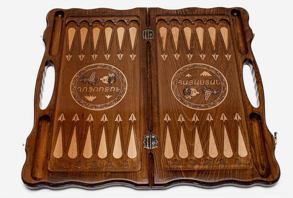 Armenian Backgammon Set - St. Hripsime Church II - handmade wooden backgammon board