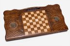 Armenian Backgammon Set - Etchmiadzin in Bronze - handmade wooden backgammon board