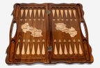 Armenian Backgammon Set - Etchmiadzin in Bronze - handmade wooden backgammon board