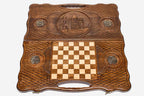 Armenian Backgammon Set - Etchmiadzin in Bronze - handmade wooden backgammon board