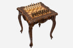 Carved chess table, side profile