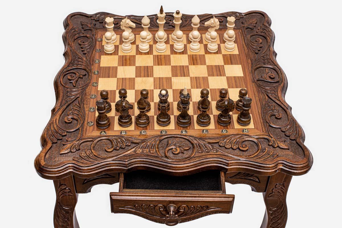 Carved chess table - view 4