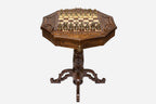 Decagon Beech Chess Table with Bronze Pieces