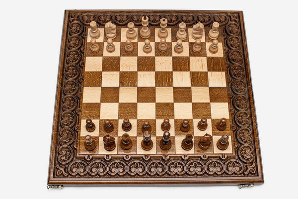 Carved Beech Chess Set