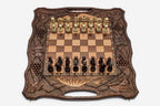 Mount Ararat, Pomegranate and Grapevine Beech Chess and Backgammon Set