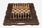 Grand Pomegranate and Grapevine Beech Chess and Backgammon Set