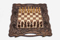 Grand Pomegranate and Grapevine Walnut Chess and Backgammon Set