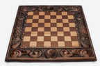 Eternity chess set shown folded with carry handle