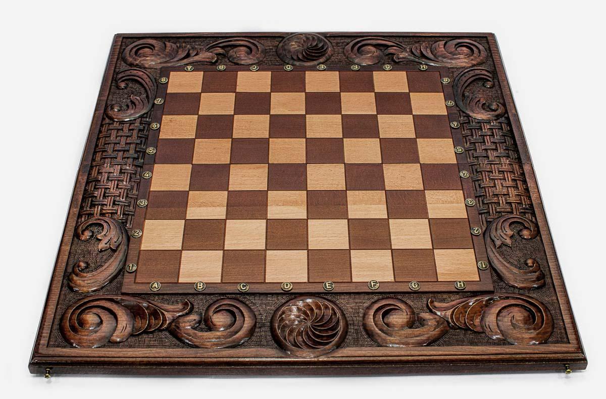 Eternity chess set shown folded with carry handle