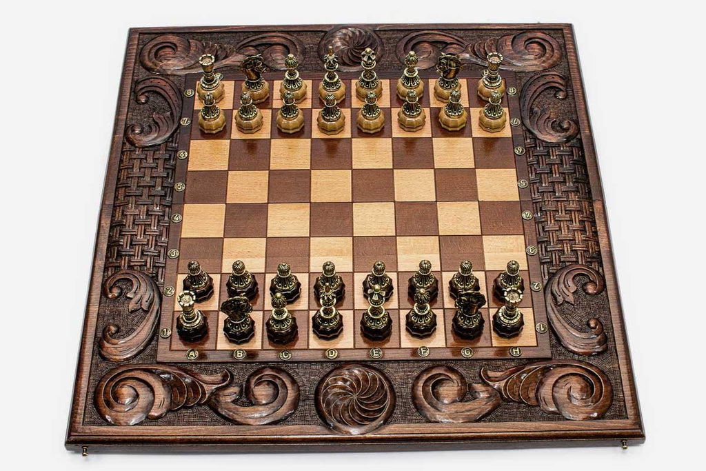 Eternity Beech Chess Set with Bronze Pieces