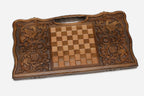 Angled view of the Russian coat of arms deluxe backgammon board