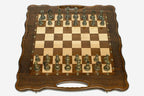 Classic Beech Chess and Backgammon Set with Bronze Pieces