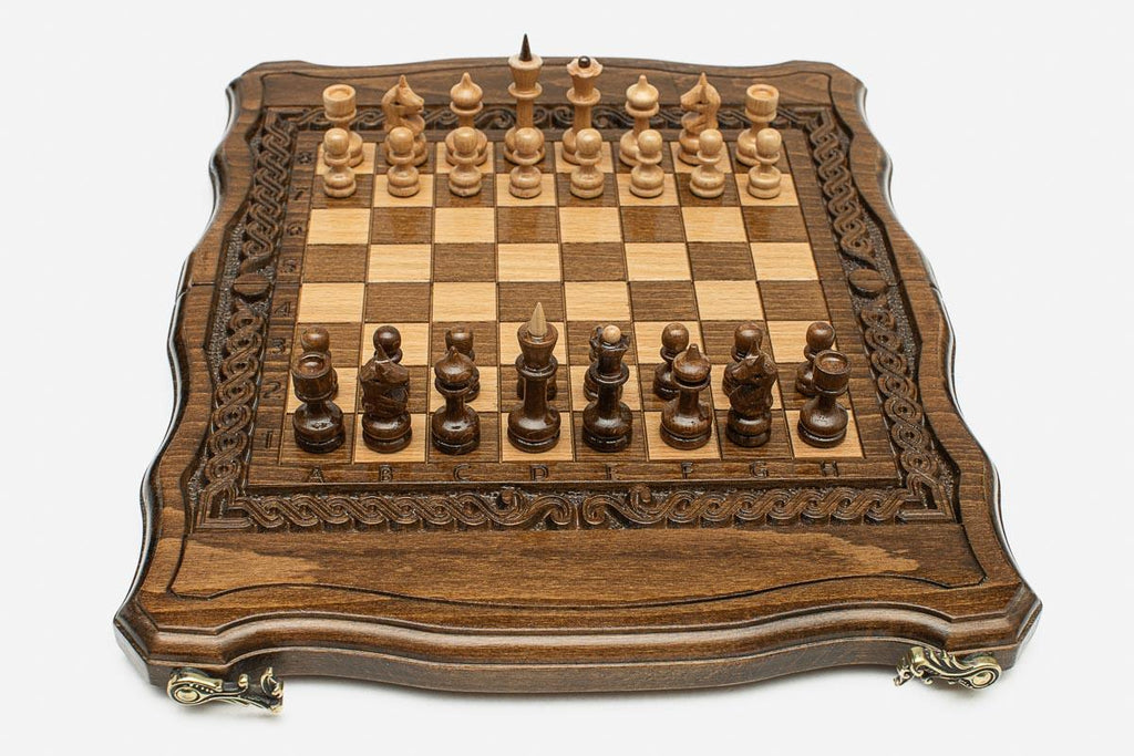 Compact Lattice Beech Chess Set