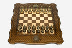 Coat of Arms Beech Chess Set with Bronze Pieces