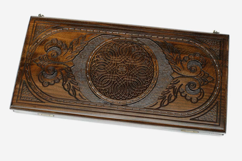 Armenian Backgammon Set - Ornaments XX - handmade wooden backgammon board