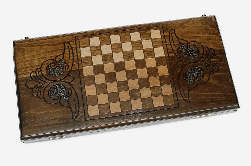 Armenian Backgammon Set - Ornaments XX - handmade wooden backgammon board