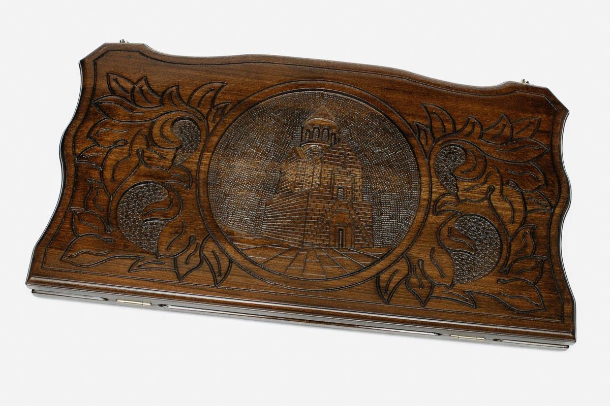Armenian Backgammon Set - Noravank Monastery - handmade wooden backgammon board