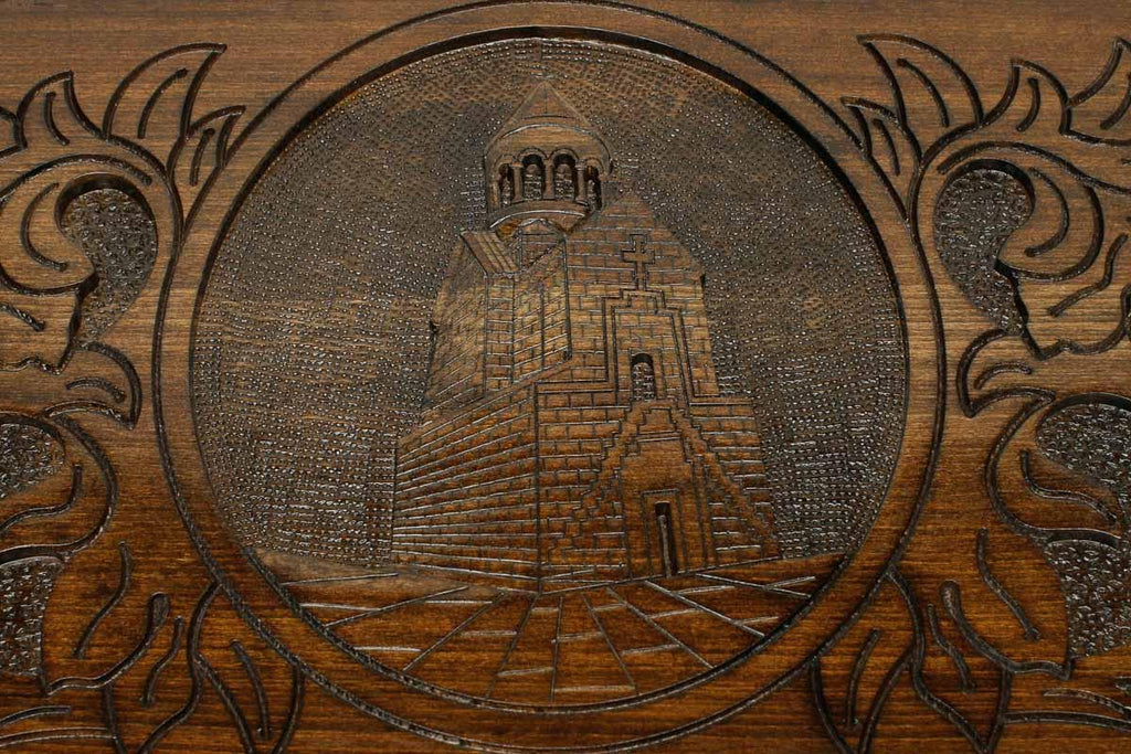 Armenian Backgammon Set - Noravank Monastery - handmade wooden backgammon board