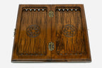 Close-up of a classic carved border carving on the beech board