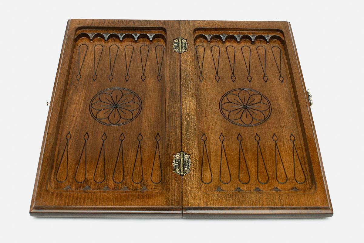 Close-up of a classic carved border carving on the beech board